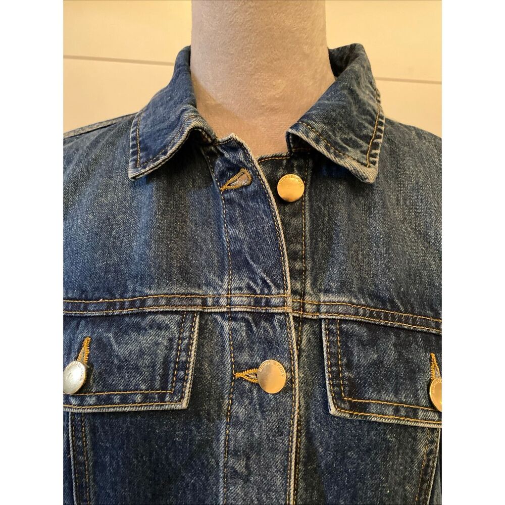Michael Kors Dark Blue Jean Jacket with Gold Buttons Size Medium M - Picture 2 of 9